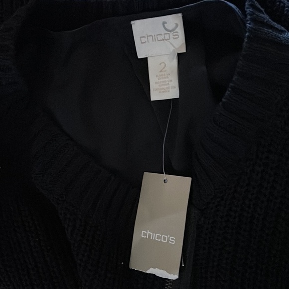 Chico’s zippered woven mixed Minerva cardigan sweater with sheer undergarment - Picture 3 of 3